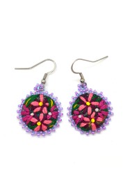 Embroidered Flower Earrings